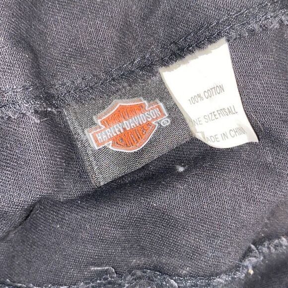 Harley-Davidson Men's Black Tie Back Cotton Baseball Cap Hat Adjustable - Picture 6 of 8